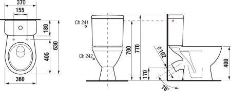 Унитаз-компакт напольный с бачком Jika Lyra plus 8263840002429 белый без сиденья каскадный смыв