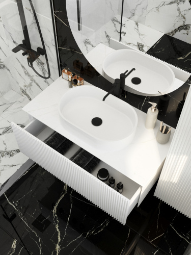 Тумба со столешницей La Fenice TERRA NFNC-01-TER-B-100-3-GG 102х37х47 подвесная цвет белый - фото 4