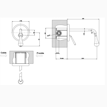 Смеситель для раковины Gessi Goccia 33684#031 встраиваемый в стену хром (внешняя часть)