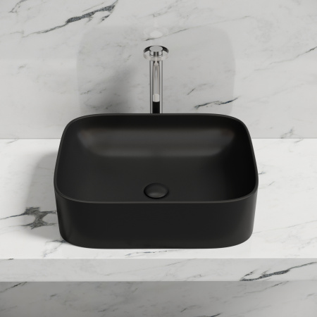 Раковина из сантехнического фарфора Ceramica Nova ELEMENT CN6052MB 51х38 накладная цвет черный матовый без отверстий под смеситель