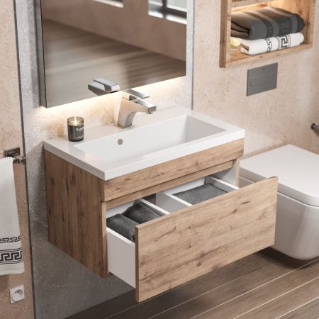 Тумба под раковину Uperwood Eva 3930213463 60х50 подвесная цвет коричневый