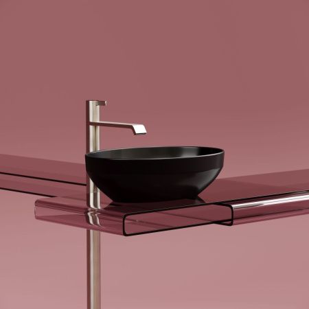 Раковина из сантехнического фарфора Ceramica Nova ELEMENT CN6056MB 50х40 накладная цвет черный без отверстий под смеситель