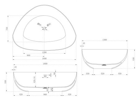 Ванна из искусственного камня Abber Stein AS9608 180х130 отдельностоящая овальная с ножками