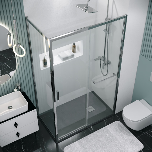 Душевой уголок Grossman Style 120.K33.05.1070.10.00 100х70 стекло прозрачное профиль хром глянцевый - фото 3