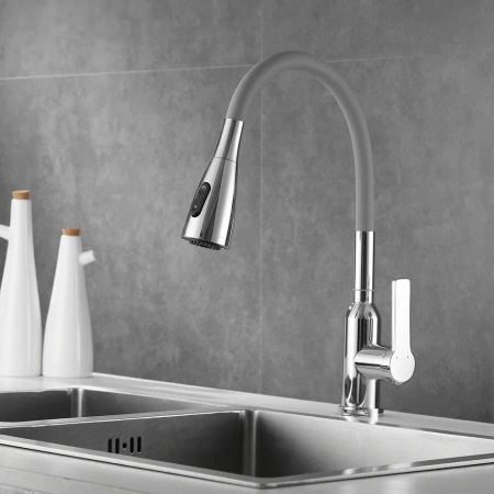 Смеситель для кухни Shevanik S843-9 на мойку хром/серый