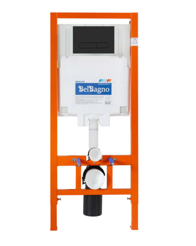 Комплект унитаз с инсталляцией с клавишей смыва BelBagno SELA BB3201CHR-MB/BB3201SC-MB/BB002-80/BB007-PR-NERO.M - фото 2
