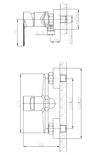 Смеситель для ванны и душа Voda SW 80 W настенный белый/хром - фото 3