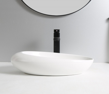 Раковина из санфаянса CeramaLux 78255 59х38 накладная цвет белый