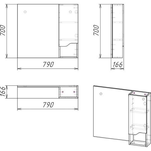 Зеркало-шкаф Stella Polar Абигель SP-00001106 80х17х70 подвесной цвет серая - фото 4