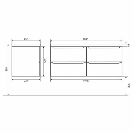 Тумба под раковину Uperwood Tanos 2910203301 120х50 подвесная цвет белый