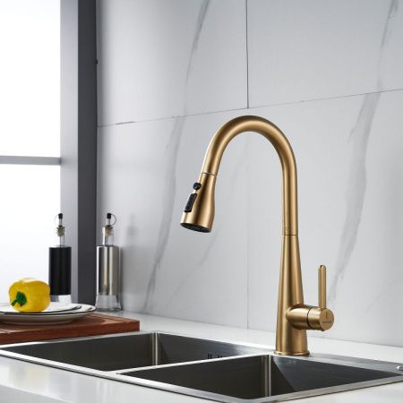 Смеситель для кухни Shevanik S363G на мойку золото