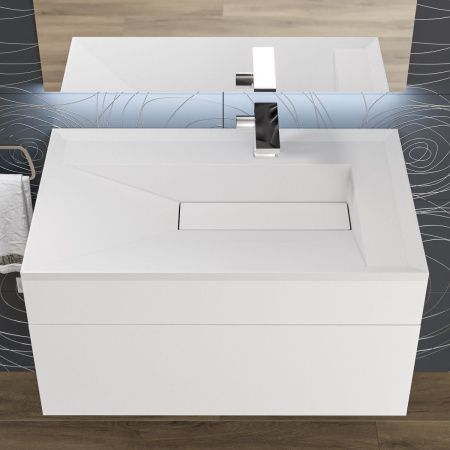 Раковина из искусственного камня Uperwood Lotus 35480000000 80х50 полувстраиваемая цвет белый