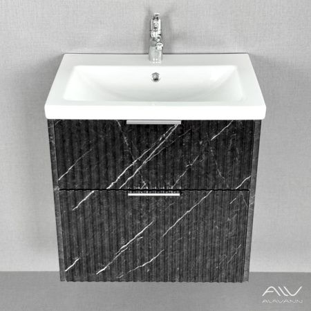Тумба с раковиной Alavann Anna ALV1164000 60х50 подвесная цвет черный