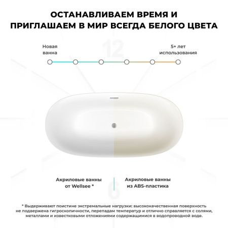 Ванна акриловая Wellsee Bliss 288201000 170х80 отдельностоящая овальная с ножками