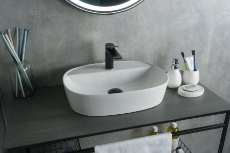 Раковина керамическая Gid Lago 51166 50х40 накладная цвет белый 1 отверстие под смеситель