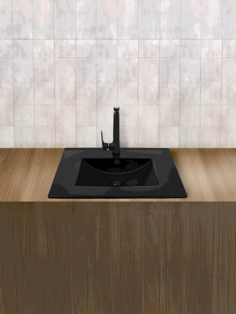 Раковина из сантехнического фаянса WeltWasser WW SK 10000005564 50 см встраиваемая цвет черный 1 отверстие под смеситель