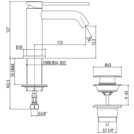 Смеситель Gattoni CIRCLE TWO 9140/91NO на раковину черный матовый