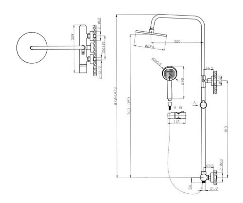 Душевая стойка Bronze de Luxe 24612BG настенная цвет черный - фото 3