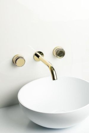 Смеситель для раковины Boheme Aura 152-2-G-A встраиваемый в стену золото