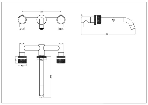 Смеситель Boheme Elegante 152-2-B-EL встраиваемый черный - фото 2
