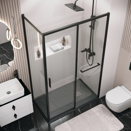 Боковая стенка Grossman Style 200.K33.05.100.21.00 100x195 стекло прозрачное профиль черный матовый