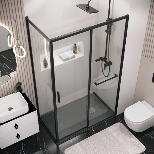 Душевой уголок Grossman Style 120.K33.05.1290.21.00 120х90 стекло прозрачное профиль черный матовый - фото 3