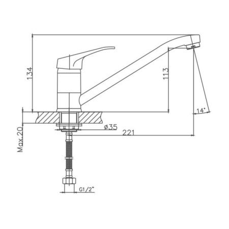 Смеситель для кухни Cron CN4913 на мойку хром