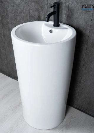 Раковина керамическая Gid Autonomo 81102 46х46 напольная цвет белый 1 отверстие под смеситель