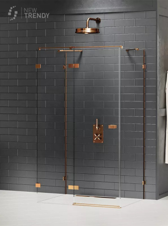 Душевой уголок New Trendy AVEXA Copper brushed EXK-3713 120х110 стекло прозрачное профиль медь брашированная без поддона