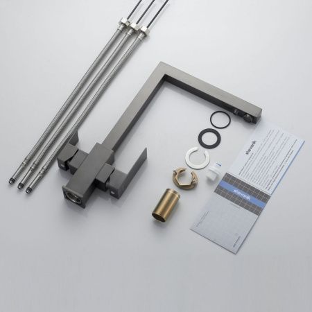 Смеситель для кухни Shevanik S148T на мойку оружейная сталь