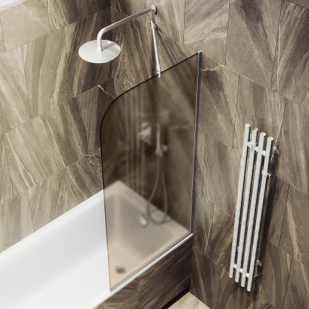 Душевая шторка на ванну Maybah Glass MGV-138-5у 54х140 стекло тонированное профиль хром матовый ориентация универсальная