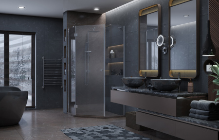 Душевая перегородка Ambassador Benefit 90HB 90х200 стекло прозрачное профиль черный Душевая перегородка Ambassador Benefit 90HB 90х200 стекло прозрачное профиль черный