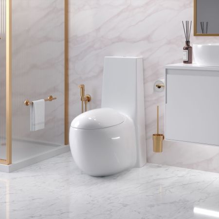 Унитаз напольный с бачком Grossman Solis GR-4424 белый с сиденьем микролифт безободковый каскадный смыв