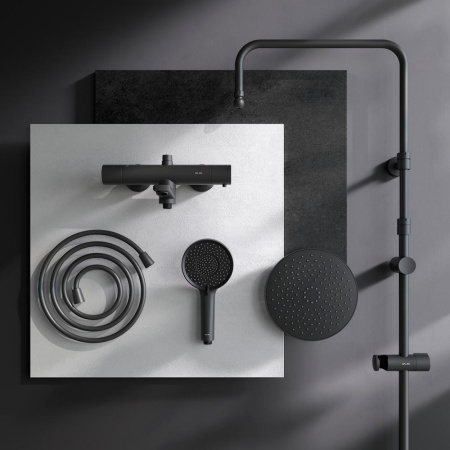 Душевая стойка Am.Pm X-Joy F0785A522 настенная цвет черный с термостатом