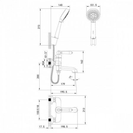 Смеситель для ванны и душа IDDIS Oxford OXFSB02i02 настенный хром