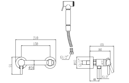 Гигиенический душ со смесителем Savol S-FXQ006H черный - фото 2
