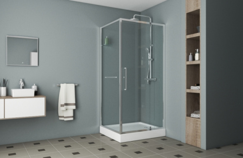 Душевой уголок Bravat Line BS090.2116A 90х90 стекло прозрачное профиль хром без поддона - фото 2