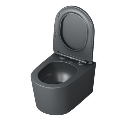 Унитаз подвесной Grossman Торнадо GR-4499GMSQ серый с сиденьем микролифт безободковый смыв торнадо