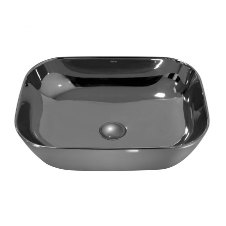 Раковина из санфаянса Abber RECHTECK AC2200GS 46х33 накладная цвет серебро без отверстий под смеситель