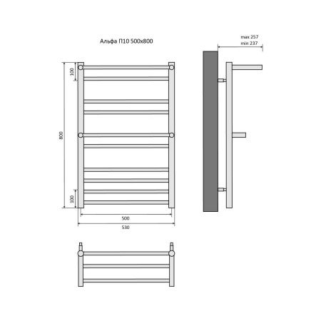 Полотенцесушитель Aquatek Альфа AQ RRP1080CH 50х80 водяной хром