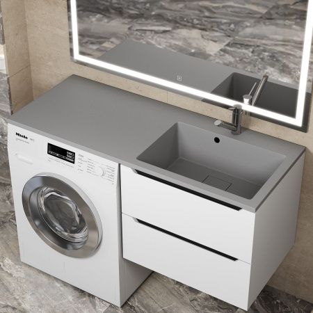 Раковина из искусственного камня Uperwood Cosmos Quartz RCosmos120RS 120х50 над стиральной машиной цвет серый