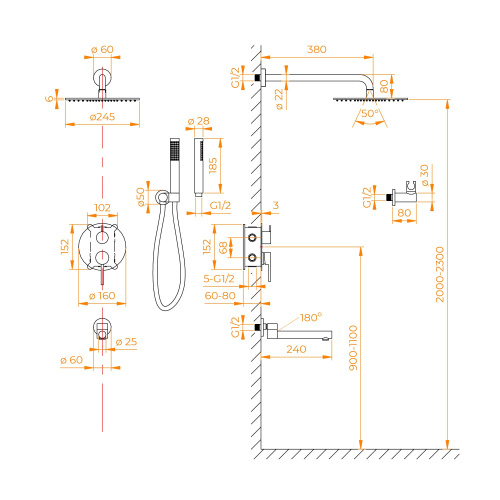 Душевая система RGW Shower Panels 51140855-06 встраиваемая в стену - фото 5