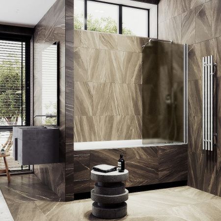 Душевая шторка на ванну Maybah Glass MGV-602-5 40х140 стекло тонированное профиль хром ориентация универсальная