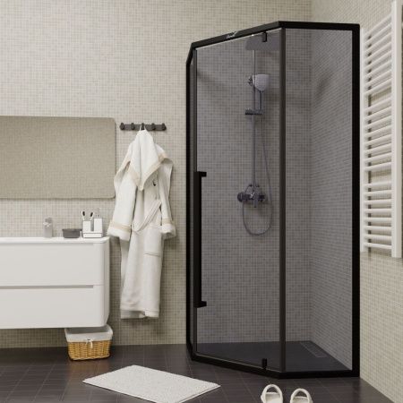 Душевой уголок Cerutti SPA C3AB 90х90 стекло прозрачное профиль черный без поддона
