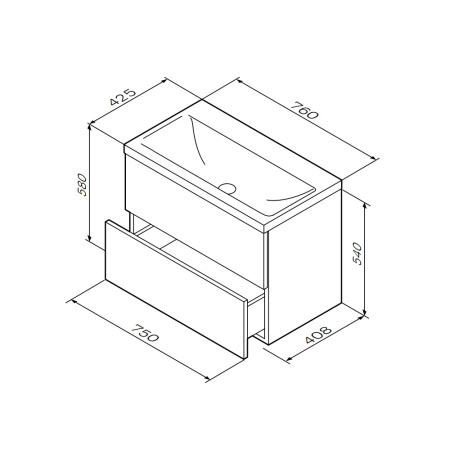 Тумба под раковину Am.Pm Gem M90FHX07522GM 75х41х54 подвесная цвет графит матовый