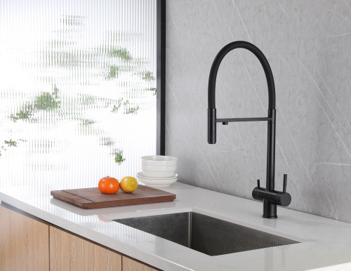 Смеситель для кухни ABBER Wasser Kreis AF81141B на мойку черный матовый без термостата - фото 2