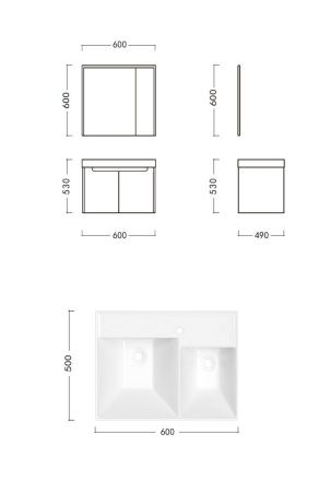 Комплект мебели: тумба с раковиной + зеркало-шкаф Cerutti SPA MAIELLA 60 60х50 подвесной цвет серый