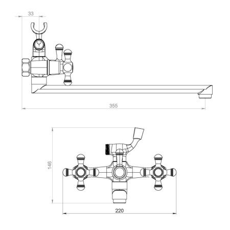 Смеситель для ванны и душа Damixa Retro 239500000 настенный хром