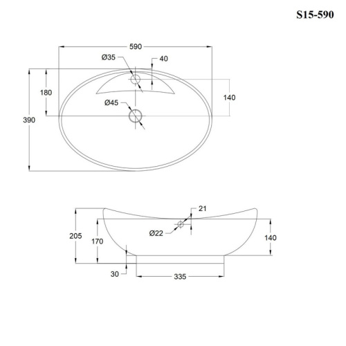 Раковина Bond Oval 59 см S15-590 накладная цвет белый глянцевый - фото 4
