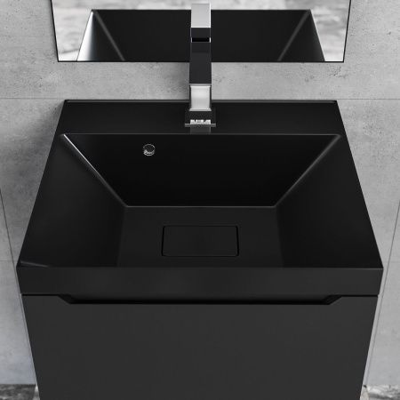 Раковина из искусственного камня Uperwood Classic New RClassicNew50bg 50х50 полувстраиваемая цвет черный